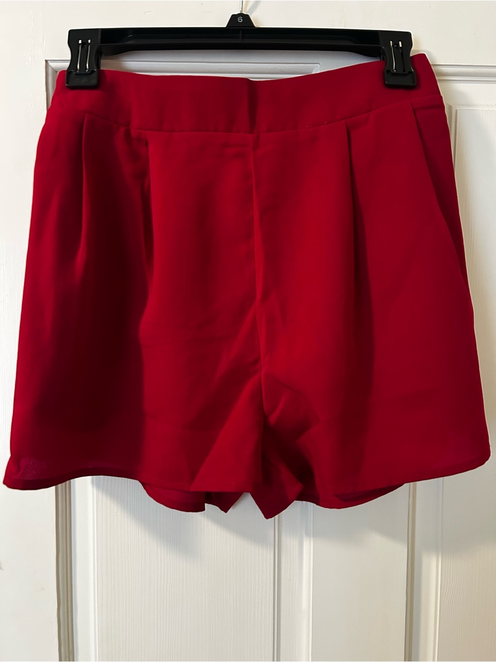Women’s Red Pleated Shorts